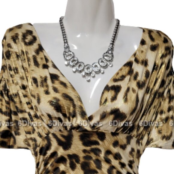 SEXY Shimmer Animal Print Dress Short Sleeve S & L - Picture 4 of 15